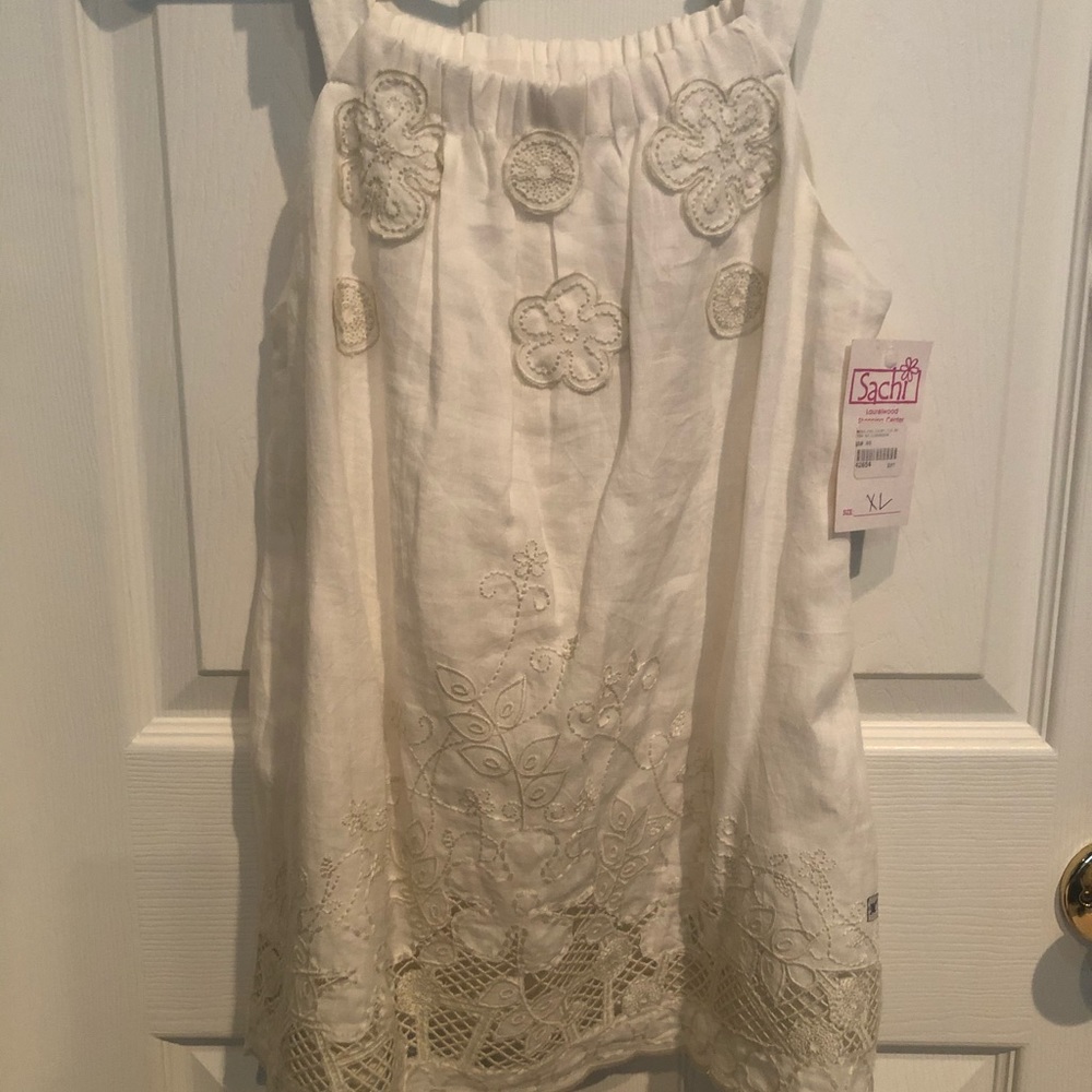 Embroidery linen off white for girl - Picture 1 of 11